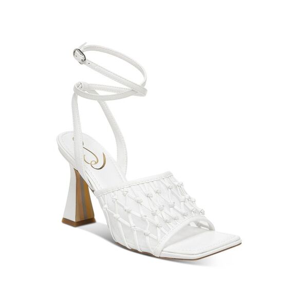 SAM EDELMAN Shoes - NWT SAM EDELMAN Womens White Woven Candice Square Toe Flare Heeled Sandal 9 M